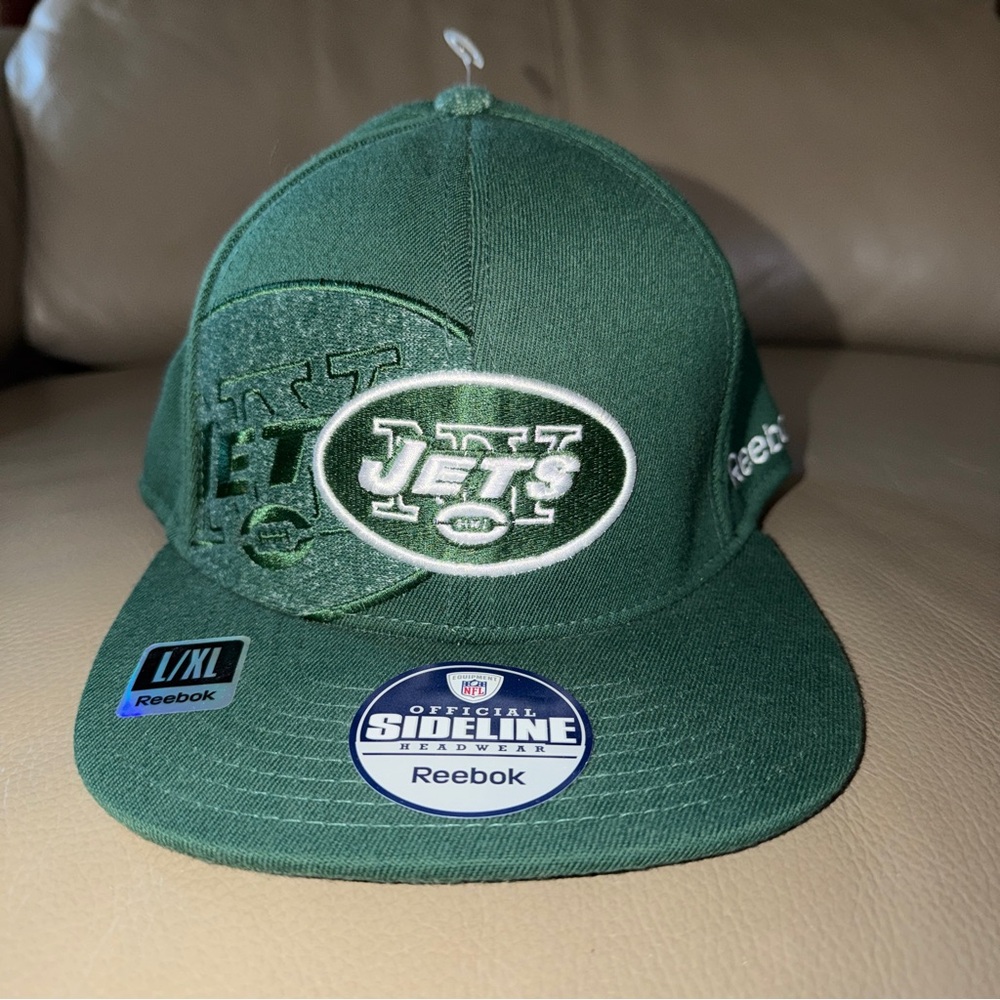 New NFL Reebok Football NY Jets Baseball Cap Green Fitted Sideline Headwear L/XL - Picture 15 of 16
